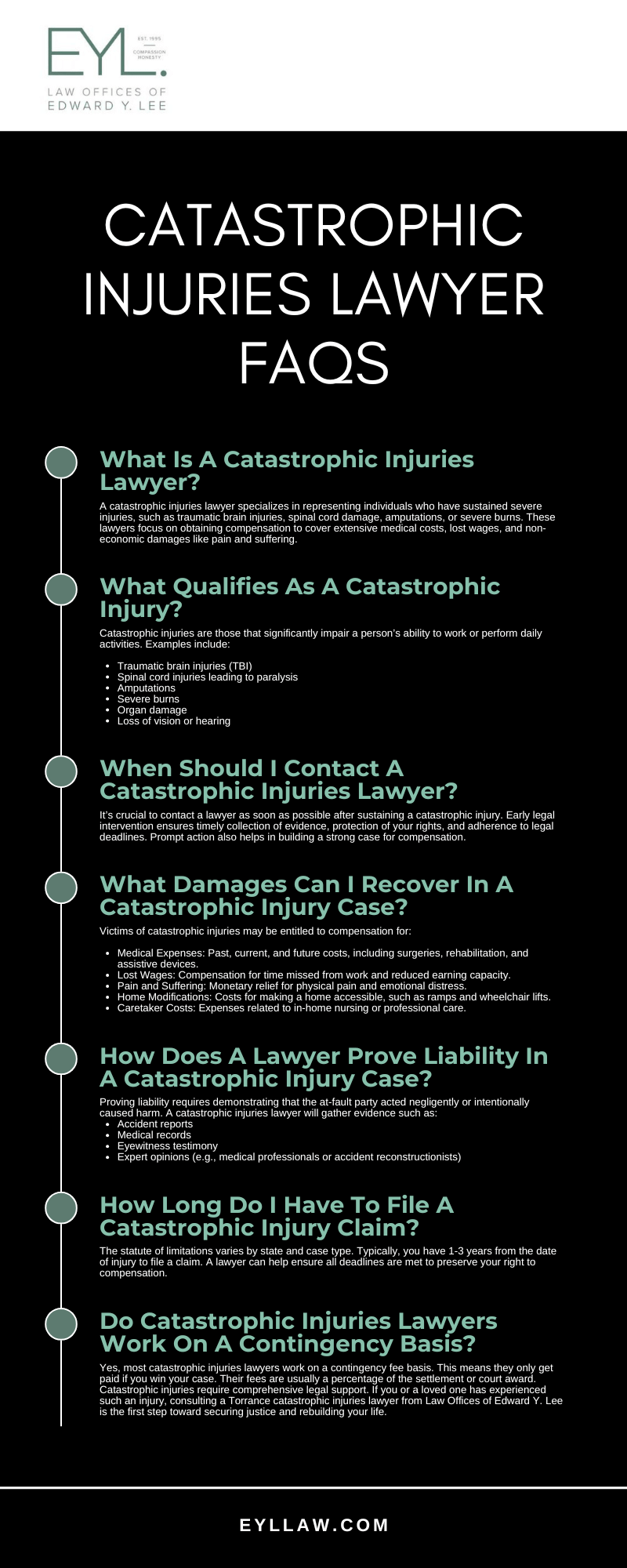 Catastrophic Injuries Lawyer FAQs infographic